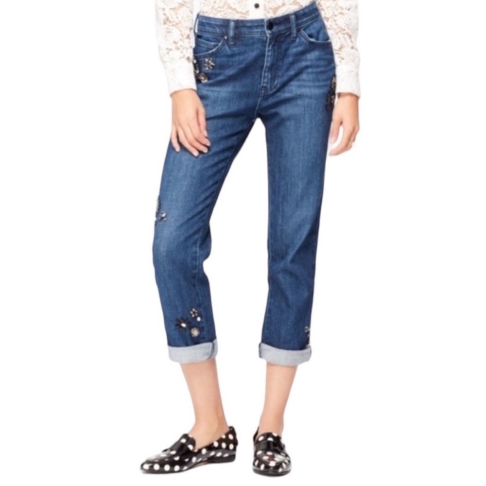 Kate Spade NWT broome street embellished jewelled distressed denim jean size 31